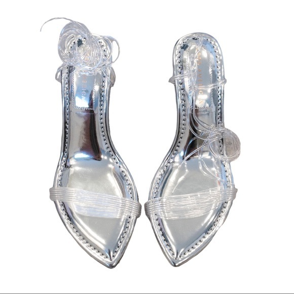 GOOD AMERICAN Cinder-F*cking-Rella Wedge in Silver - Size 7.5 - Picture 13 of 15